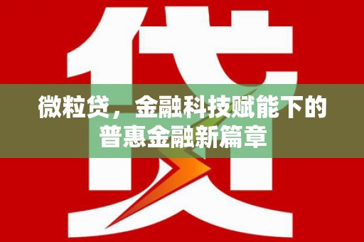 历城微粒贷，金融科技赋能下的普惠金融新篇章